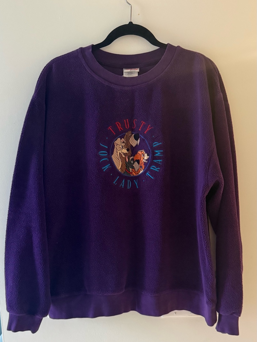 Vintage Disney Lady & The Tramp Fleece Embroidered Crewneck Sweatshirt 90s Jock